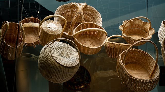 Handwoven rattan plant basket